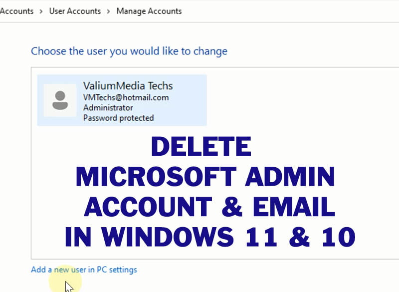 how to remove Microsoft account in windows 11 & Windows 10